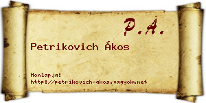 Petrikovich Ákos névjegykártya